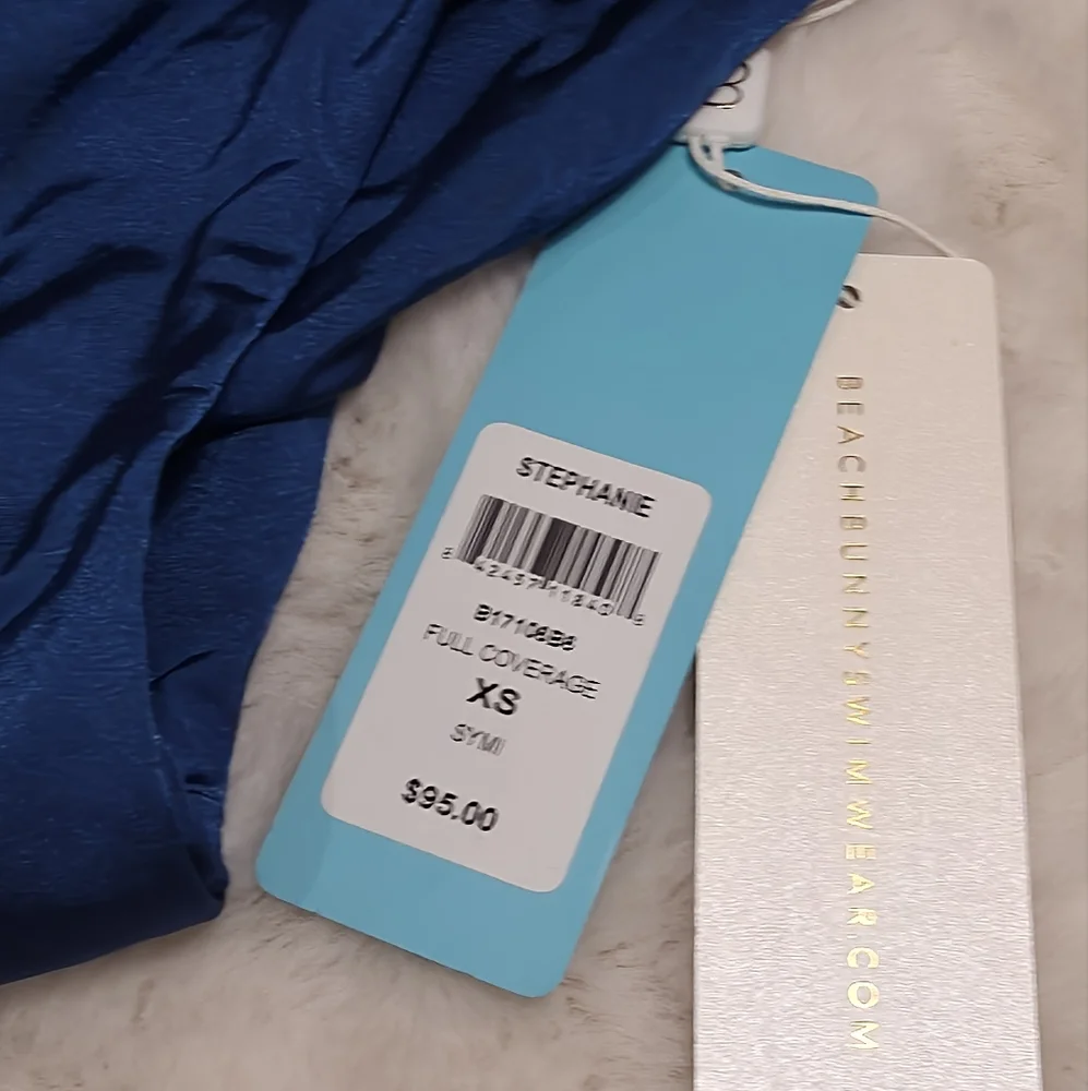 NWT Beach Bunny Stephanie Full Coverage Bikini Bottoms Blue XS - Picture 2 of 5